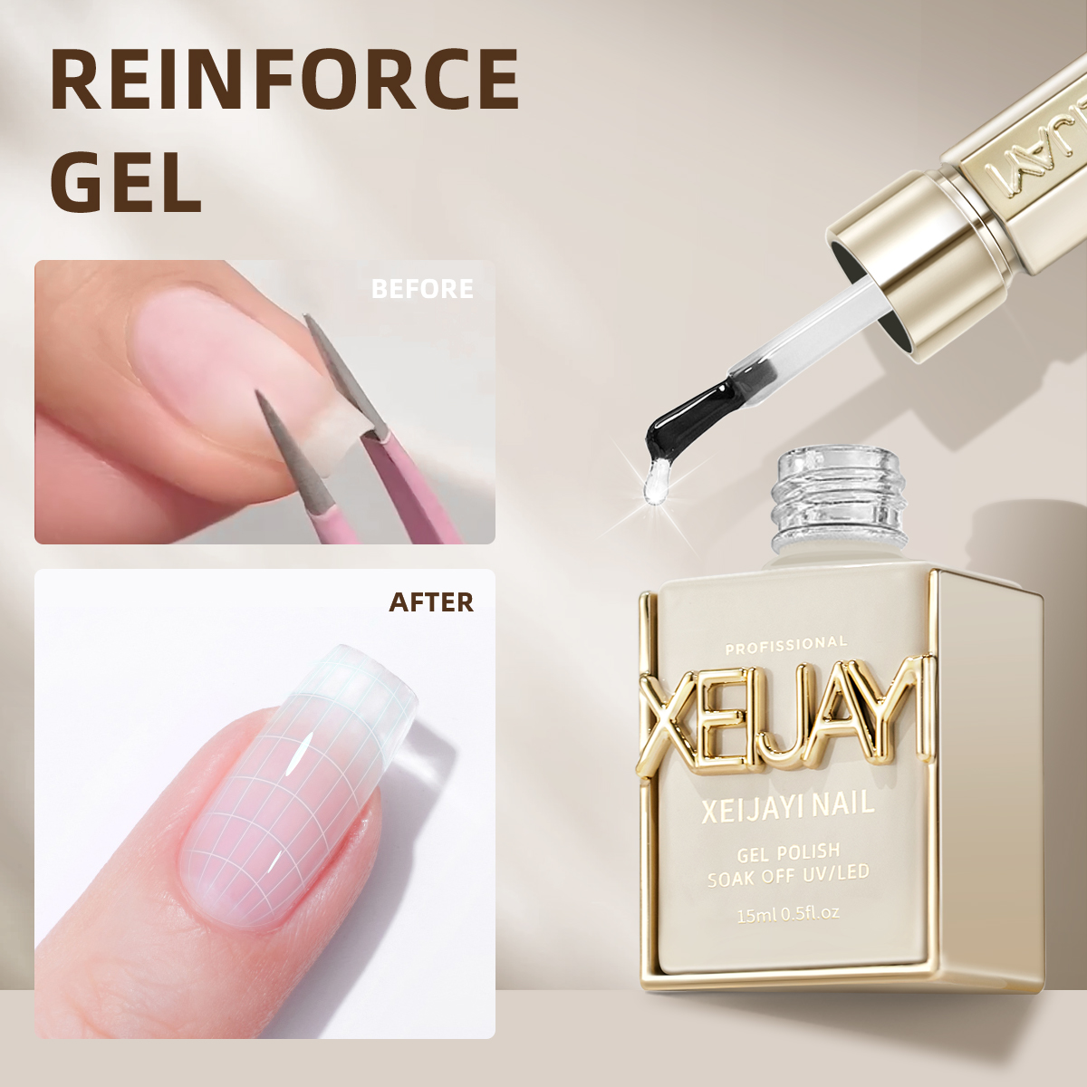 Nail Art Yellow - 1 قطعة 15 مللي تعزيز هلام