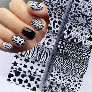 Nail Art Zebra Design - 10 قطع من ورق نقل الأظافر