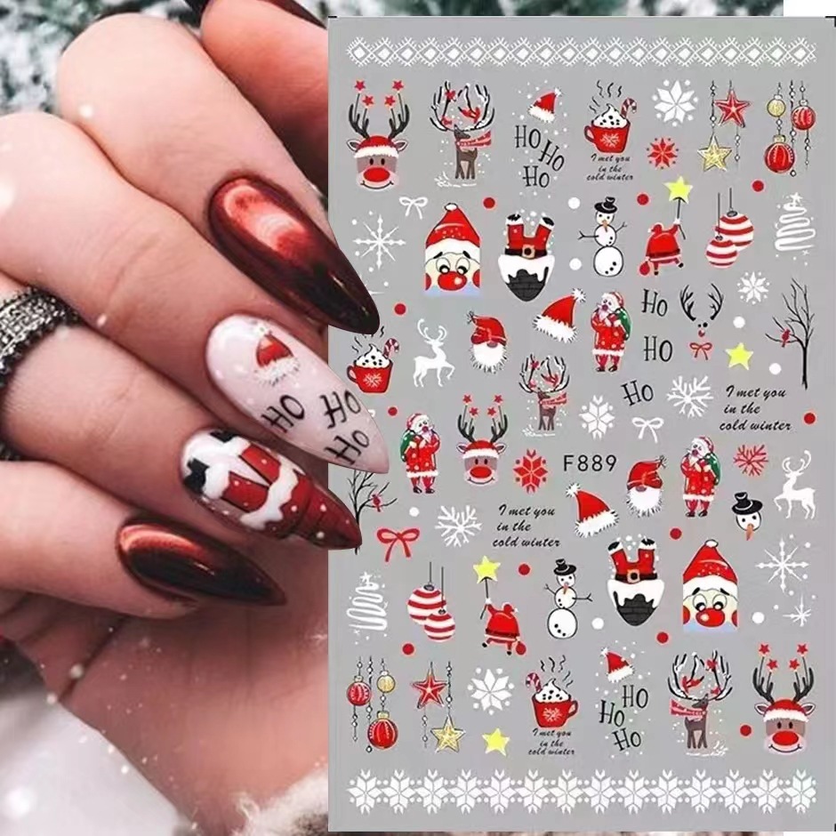 Nail Art Xmas 2025 - ملصقات ثلاثية الأبعاد لفن الأظافر ،