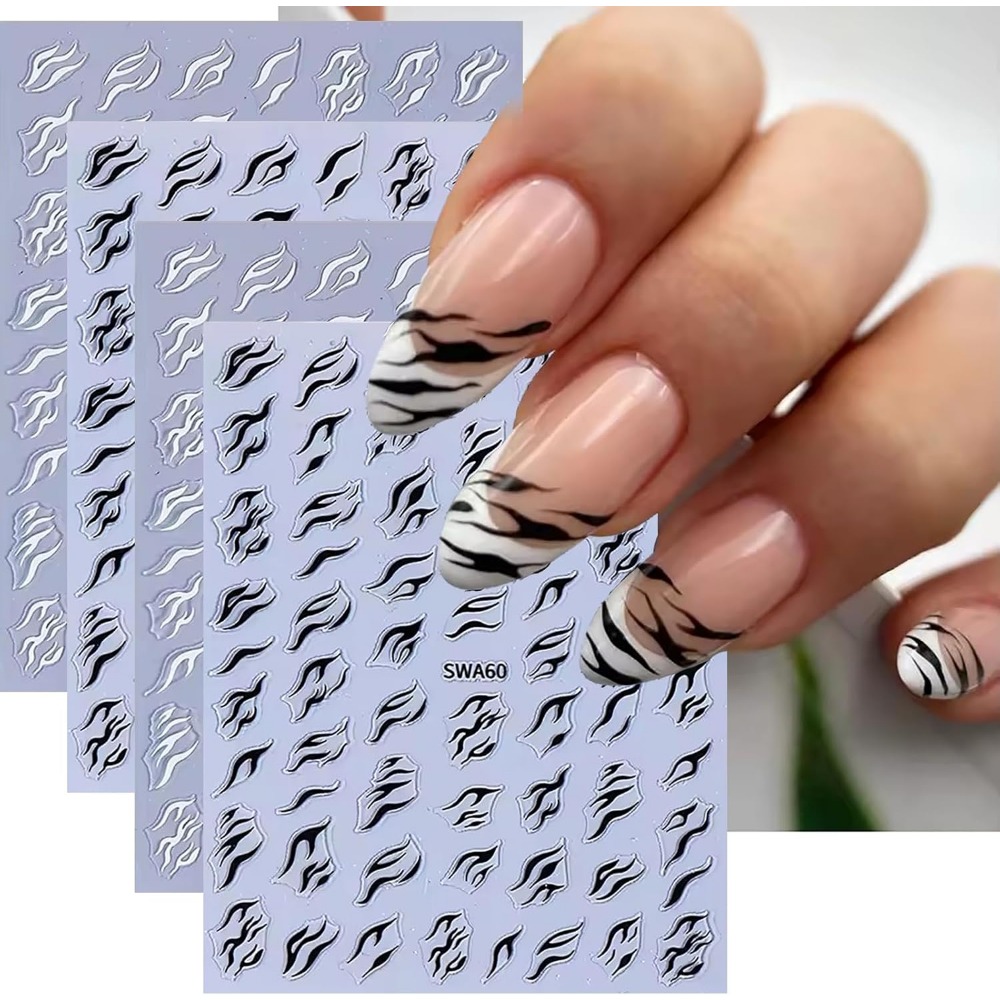 Nail Art Zebra Design - ملصقات أظافر ثلاثية الأبعاد بنقشة الحمار