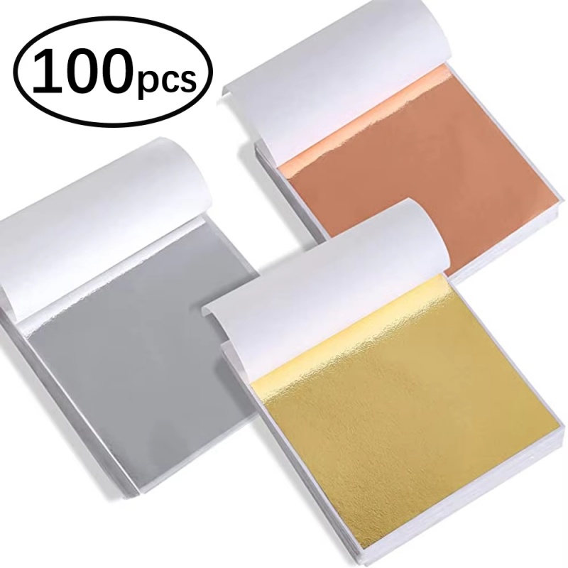 Nail Art Gold - 100 قطعة من ورق الذهب والفضة