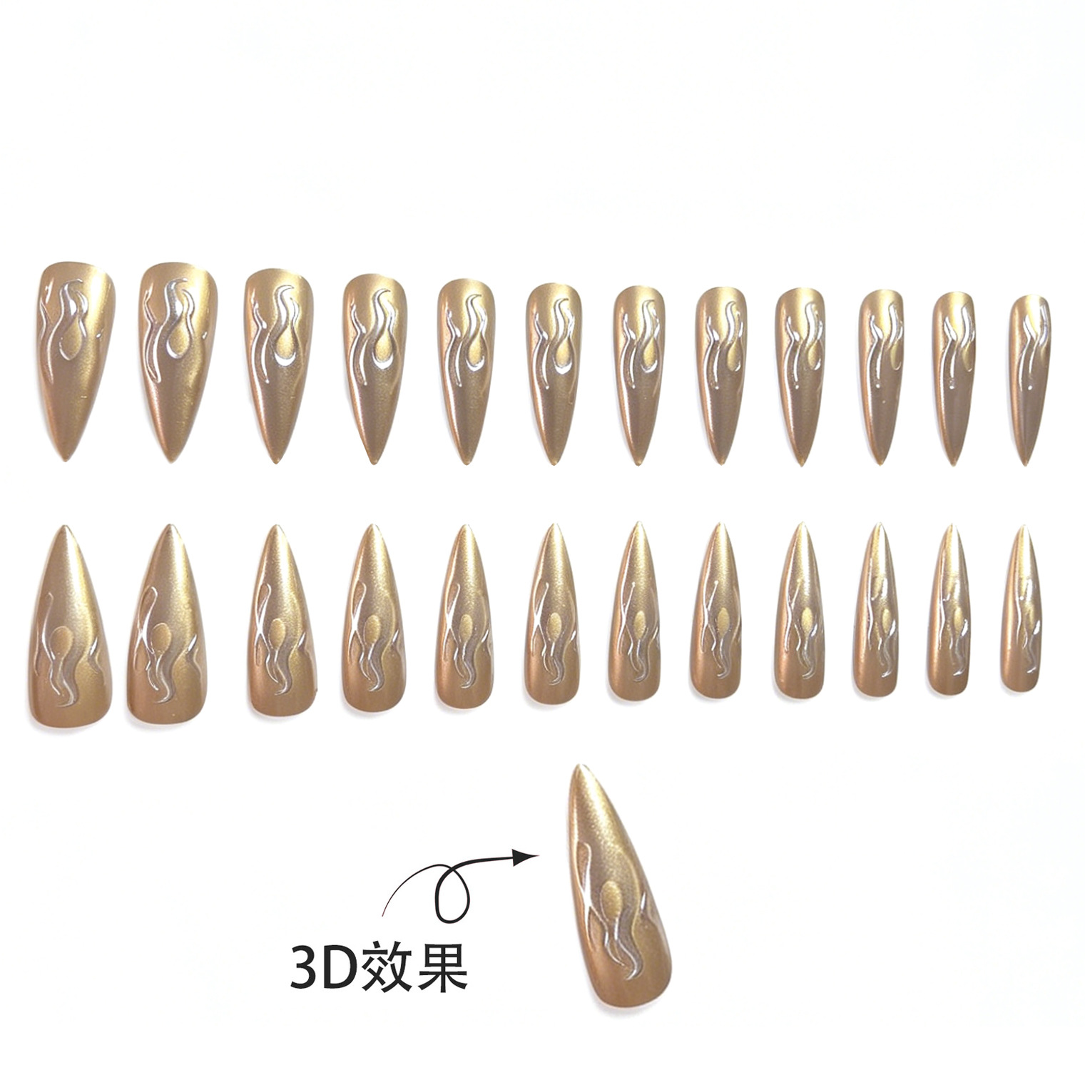 24 قطعة أظافر صناعية ثلاثية ال - مراجعة Nail Art Gold وسعره