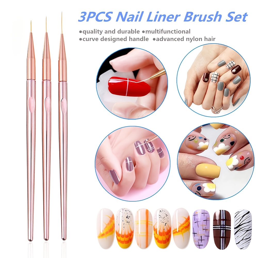 مجموعة من 3 فرش لتصميم الأظافر - مراجعة Nail Art Gold وسعره